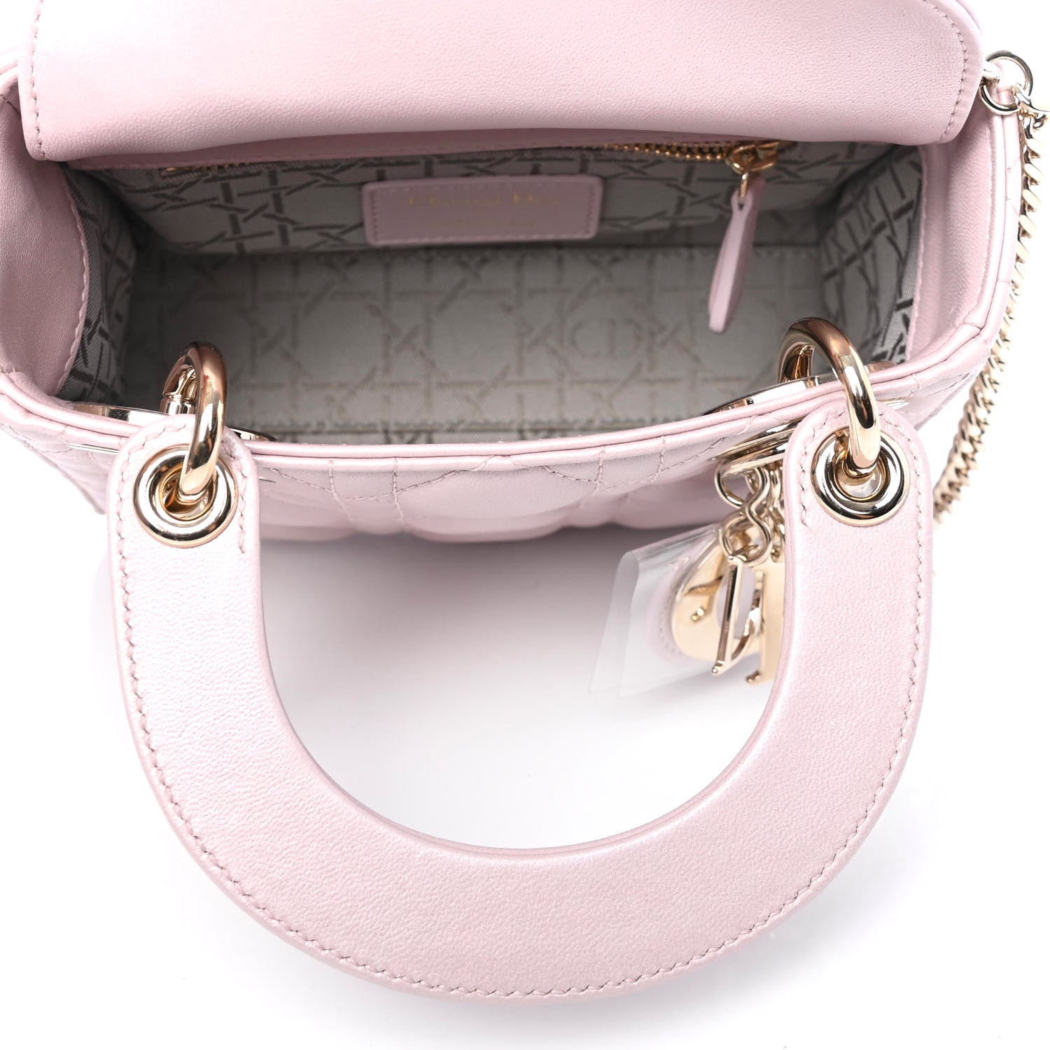 Christian Dior Metallic Lambskin Cannage Mini Lady Dior Lotus 4 of 4