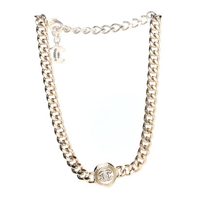 Chanel Pearl Crystal CC Chain Choker Necklace Gold 3 of 5