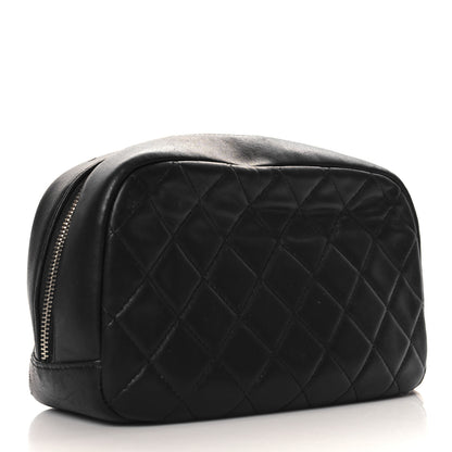Chanel Lambskin Quilted Medium Curvy Pouch Cosmetic Case Black 3 of 8