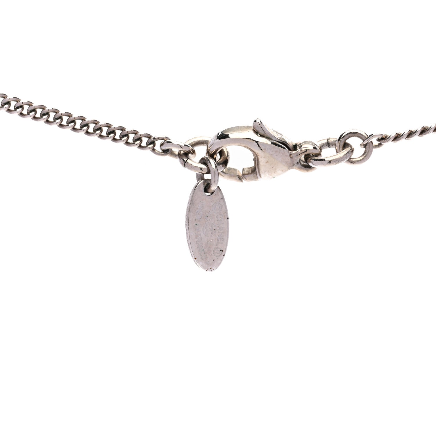 Chanel Crystal Timeless CC Necklace Silver 6 of 6