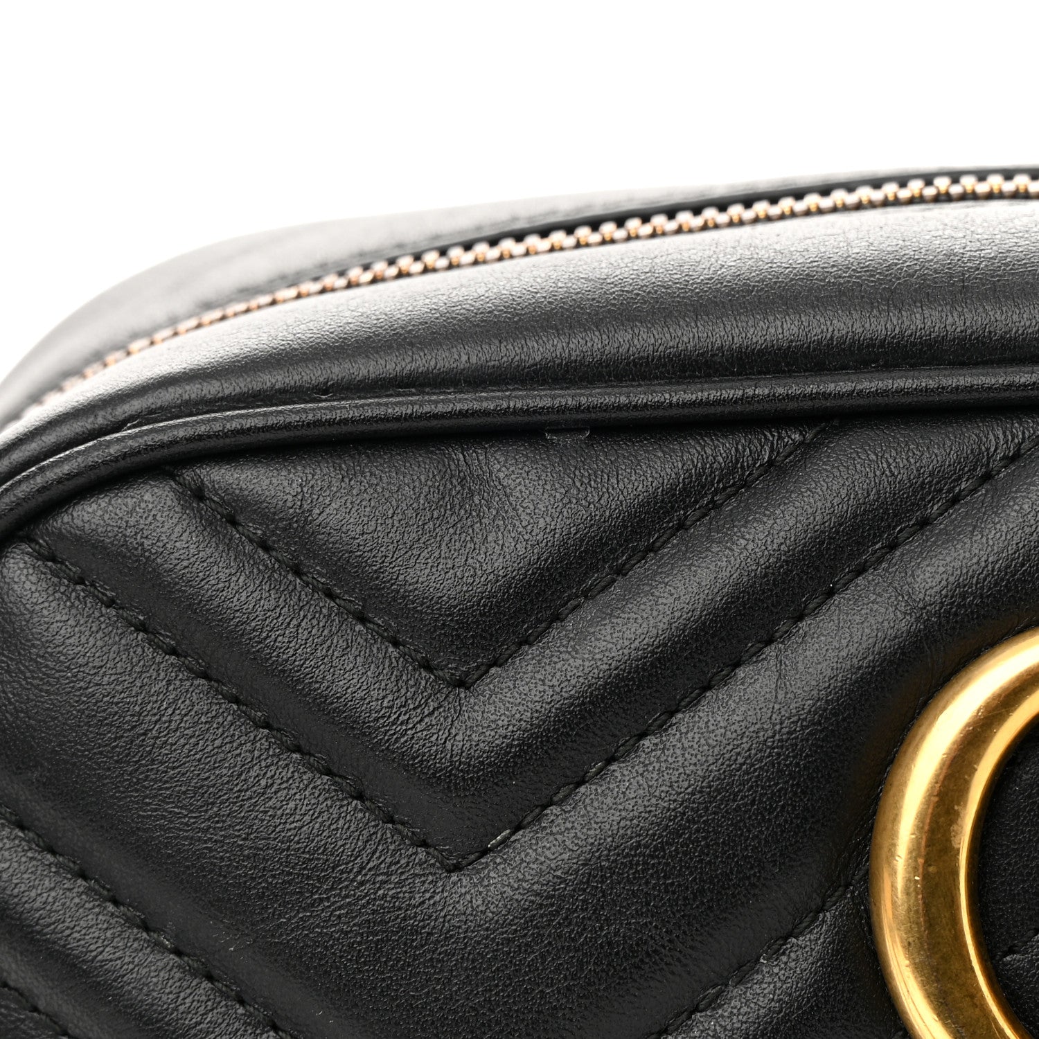 Gucci Calfskin Matelasse Small GG Marmont Chain Shoulder Bag Black 13 of 14