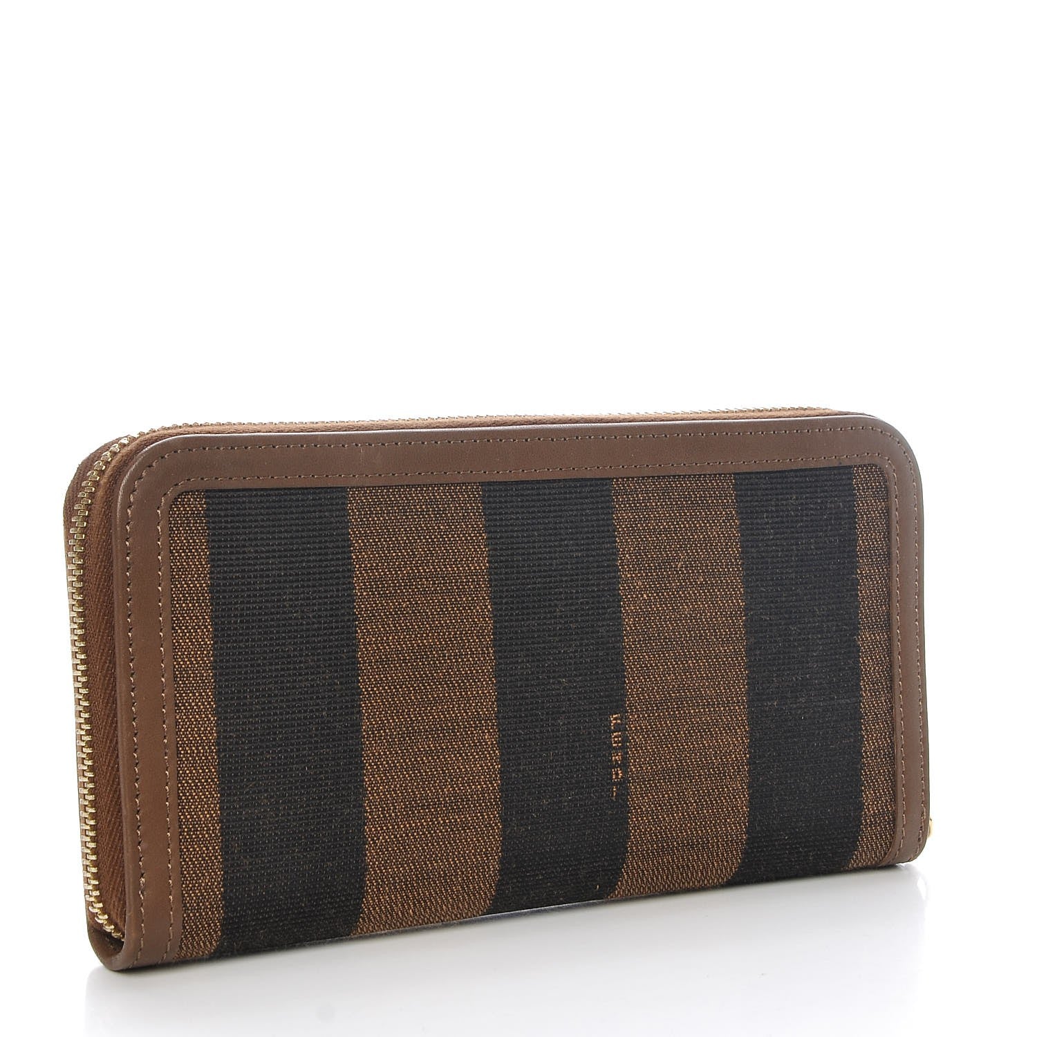 Fendi Pequin Vitello Zip Around Wallet Tobacco Foresta 3 of 7