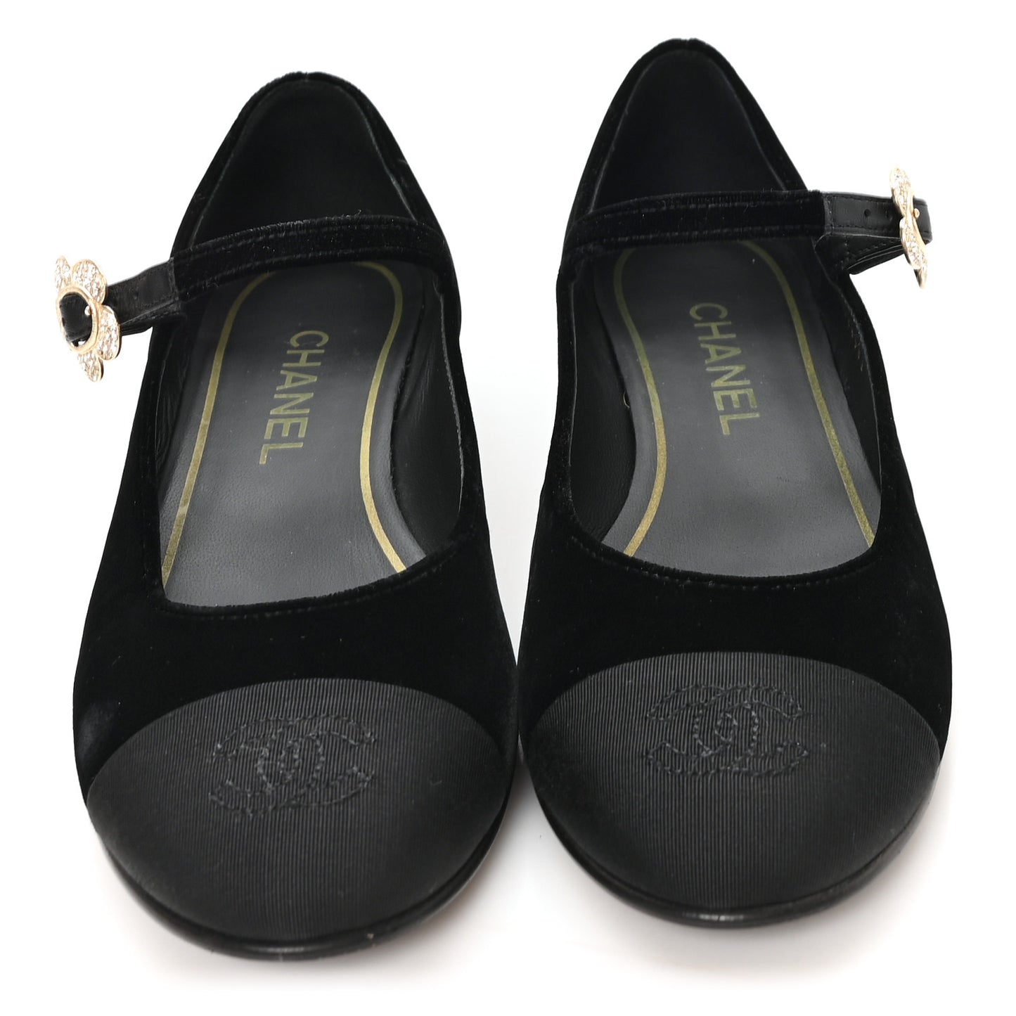 Velvet Grosgrain Mary Jane Flats 37 Black