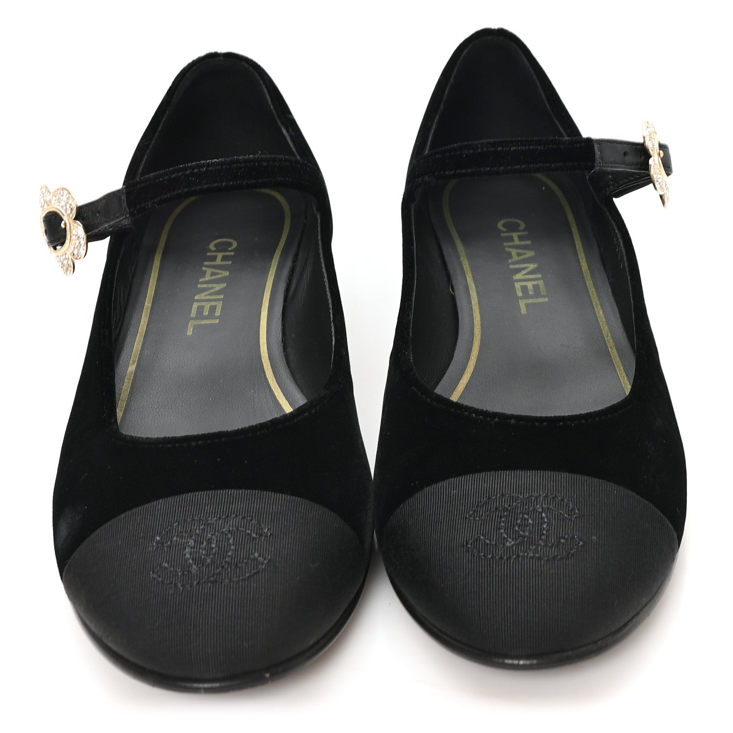 Chanel Velvet Grosgrain Mary Jane Flats 37 Black 3 of 10