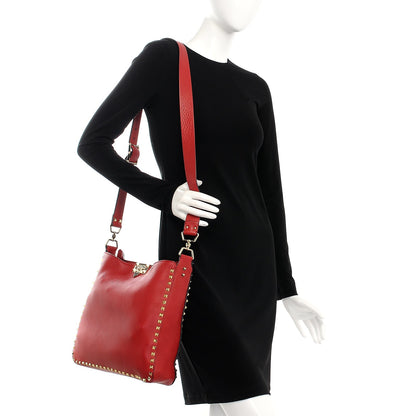 Valentino Garavani Pebbled Calfskin Large Rockstud Flip-Lock Messenger Bag Scarlet 2 of 11