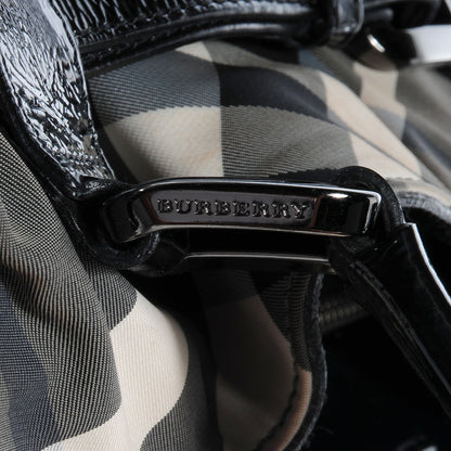 Burberry Nylon Patent Beat Check Large Tote Black 9 of 9