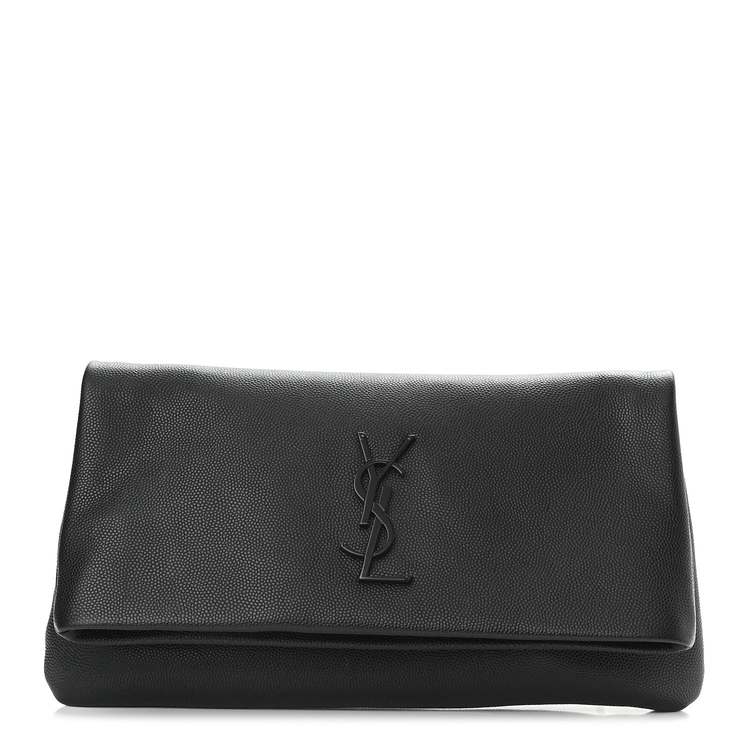 Saint Laurent Grain De Poudre West Hollywood Monogram Fold Over Clutch Black 1 of 8
