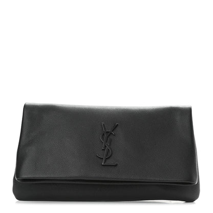 Saint Laurent Grain De Poudre West Hollywood Monogram Fold Over Clutch Black 1 of 8