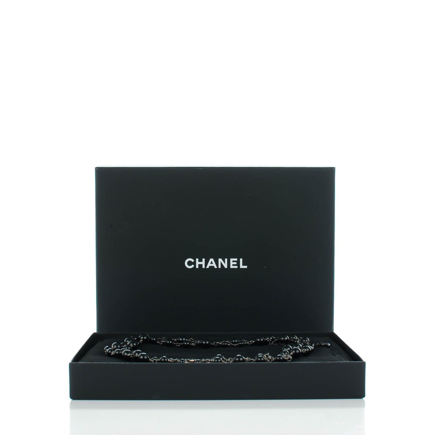 Crystal CC Beaded Long Necklace Black