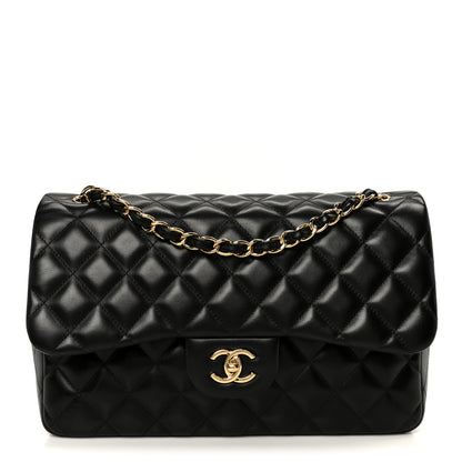 Chanel Lambskin Quilted Jumbo Double Flap Black 1 of 10