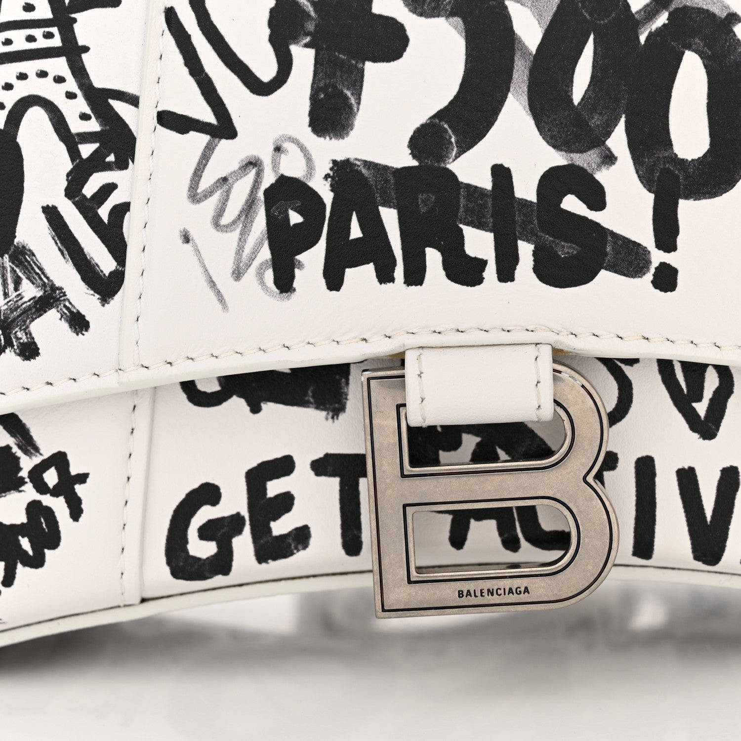Balenciaga Smooth Calfskin Graffiti Hourglass Top Handle Bag XS White Black 14 of 14
