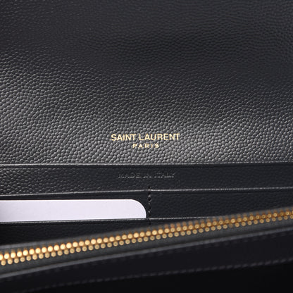 Saint Laurent Grain De Poudre Matelasse Chevron Monogram Flap Wallet Dark Smog 5 of 6