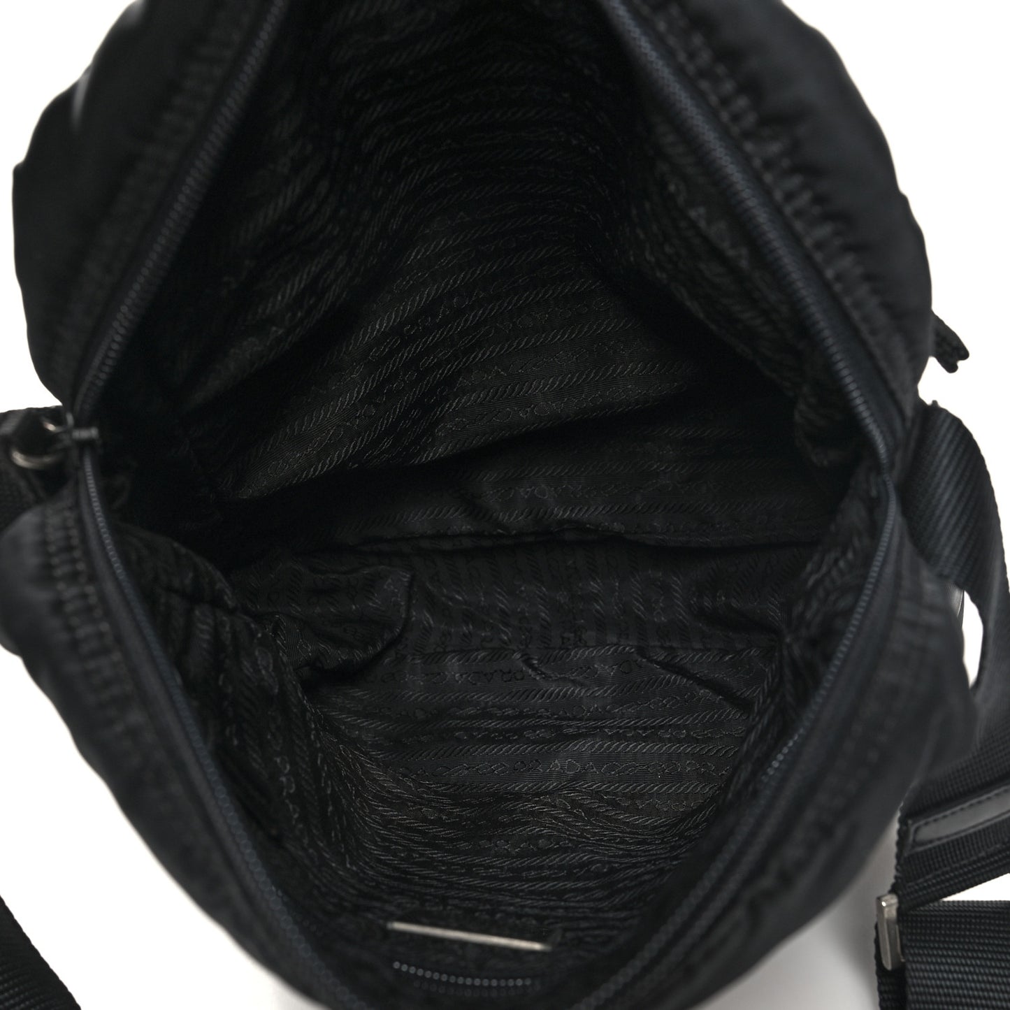 Nylon Flat Messenger Bag Black