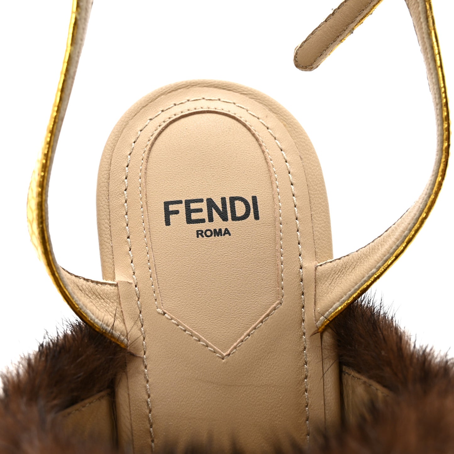 Mink Ayers Lucite Fendi First 95mm Sandals 38 Natural Brown