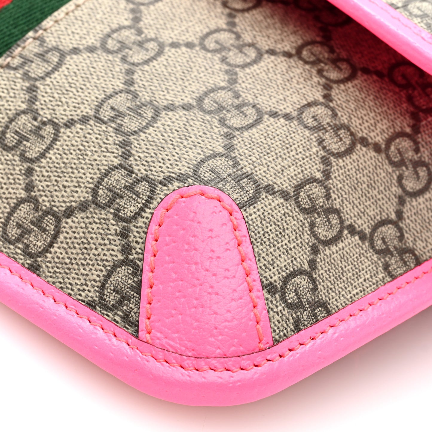 GG Supreme Monogram Web Small Ophidia Belt Bag 100/40 Beige Ebony Fluorescent Fuchsia