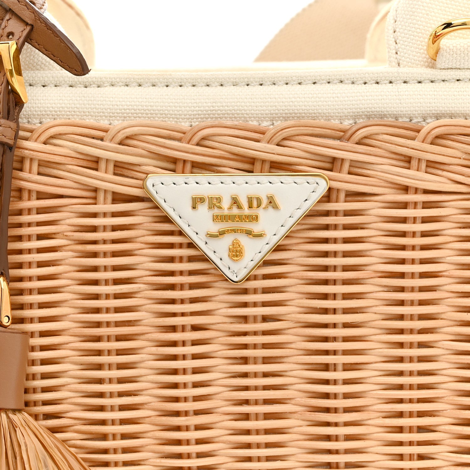 Prada Wicker Canvas Tote  Naturale  White 13 of 31