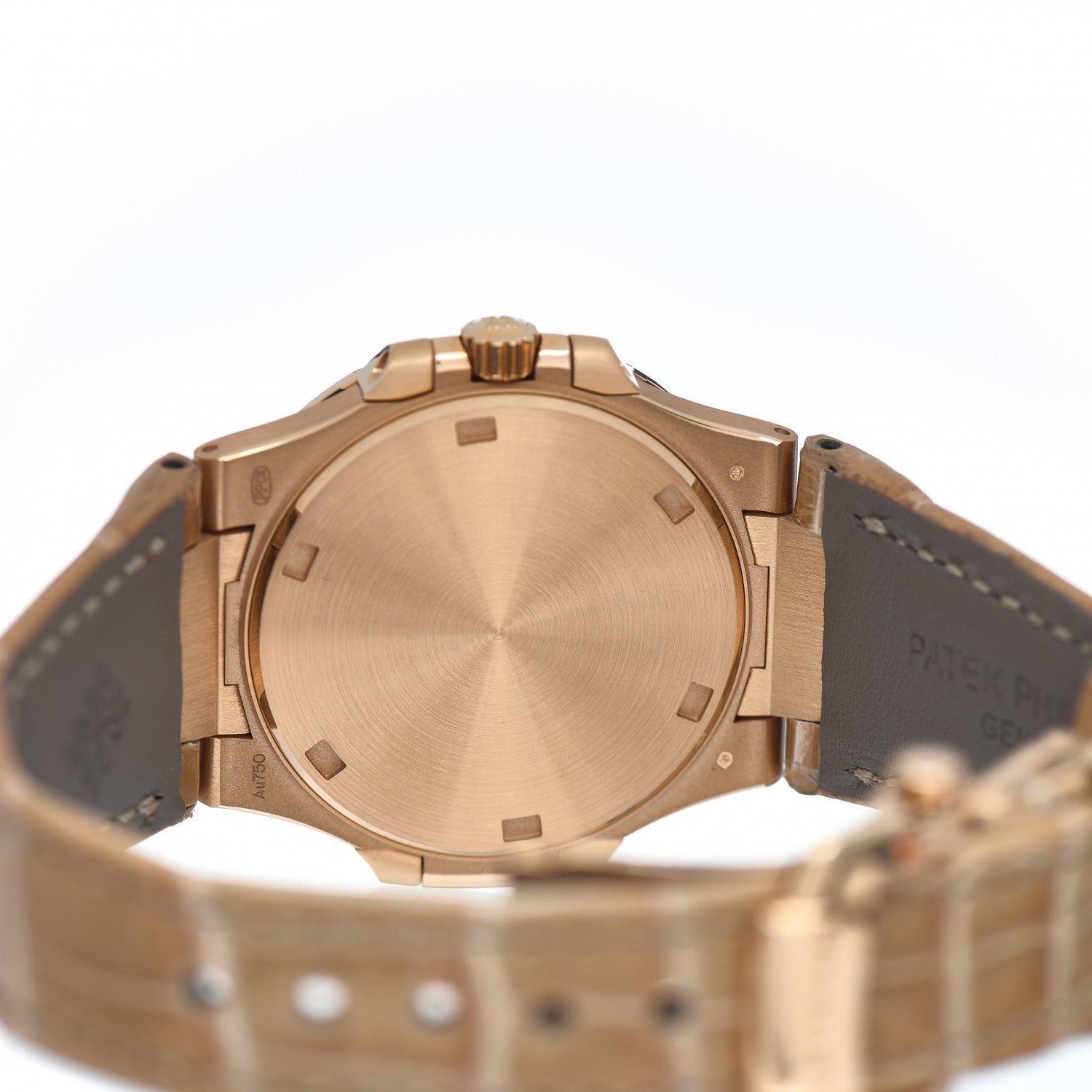 Patek Philippe 18K Rose Gold Alligator Diamond 32mm Nautilus Quartz Watch Brown 7010/1R-012 4 of 5