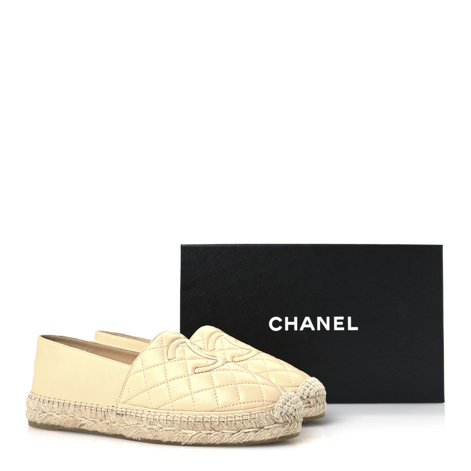 Chanel Lambskin Quilted CC Espadrilles 39 Beige 9 of 9