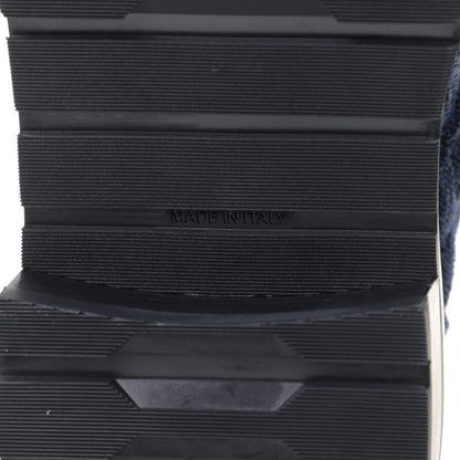 Chanel Denim Calfskin Quilted Lace Up Combat Boots 38 Blue 10 of 12