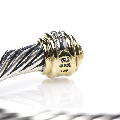 David Yurman Sterling Silver 18K Yellow Gold Diamond 7mm Cable Classics Dome Bracelet 4 of 5