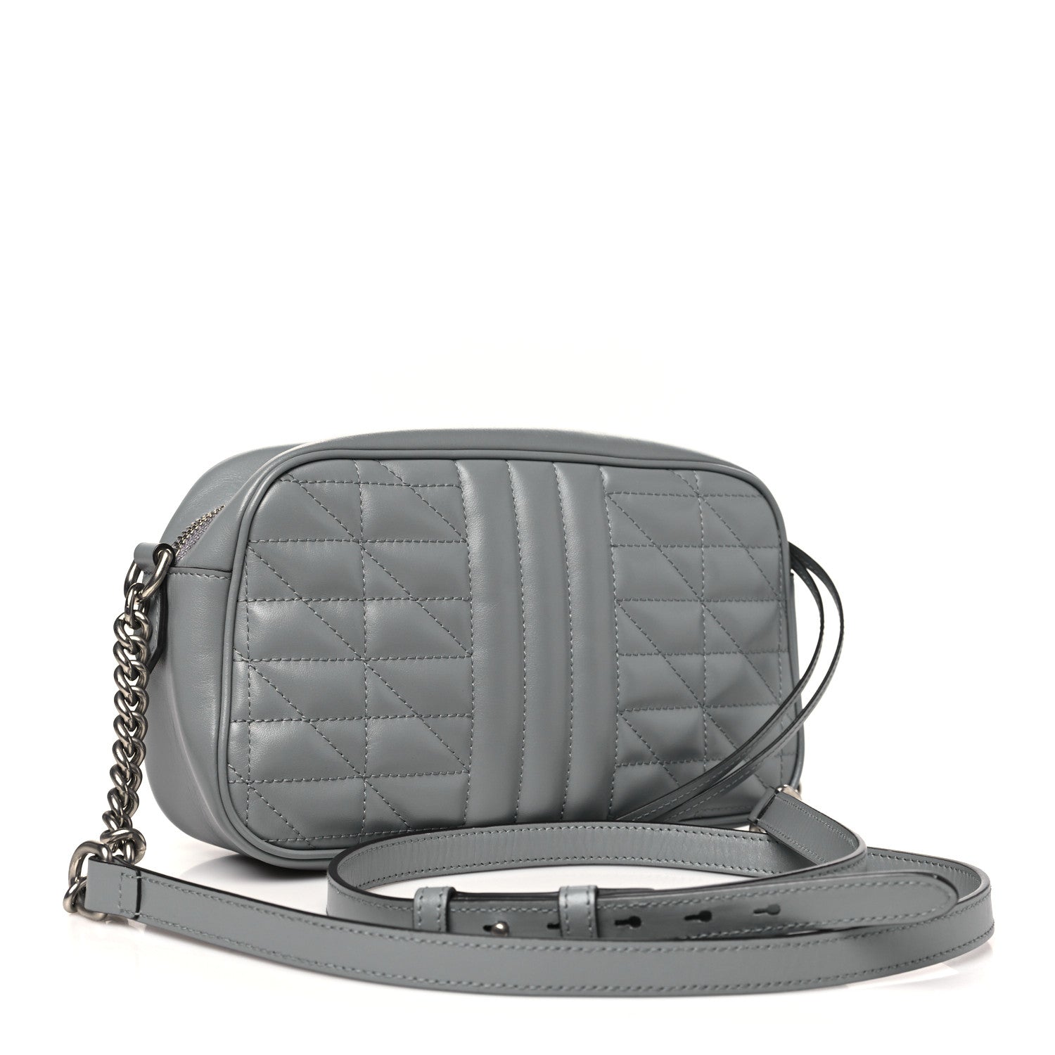 Gucci Calfskin Matelasse Aria Small GG Marmont Chain Shoulder Bag Deep Grey 3 of 10