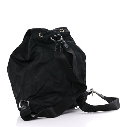 Prada Tessuto Nylon Crocodile Embossed Calfskin Cinch Backpack Black 3 of 28