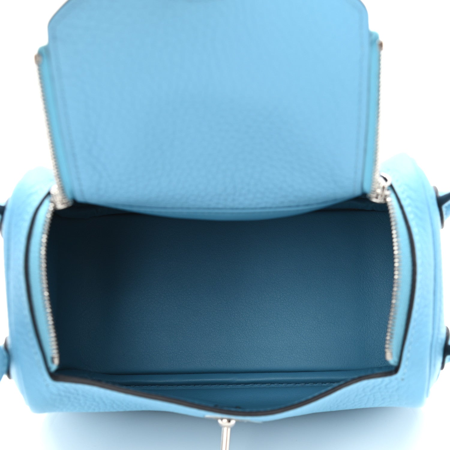 Hermes Taurillon Clemence Mini Lindy 20 Bleu Du Nord 5 of 10