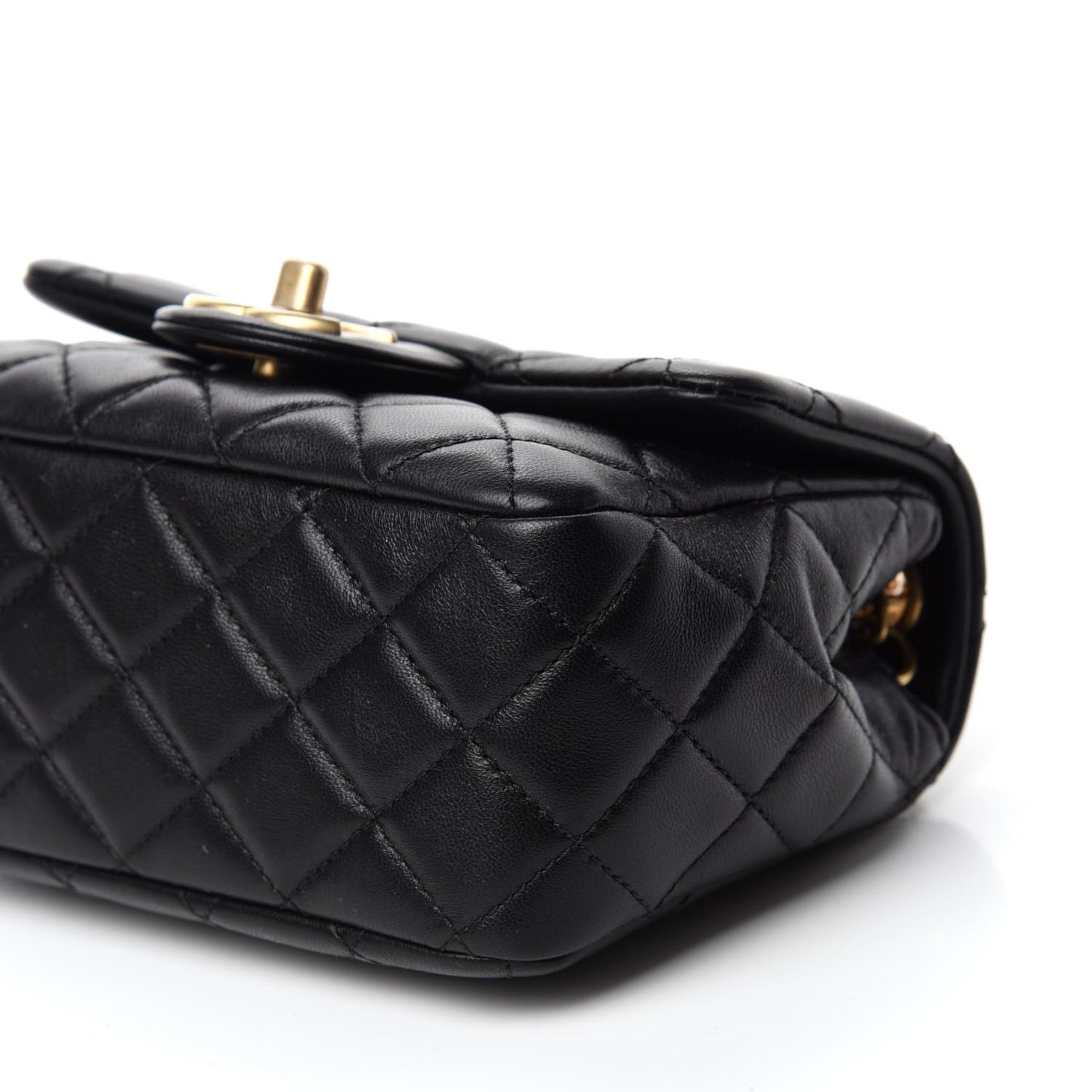 Lambskin Resin Quilted Mini Pearl Samba Square Flap Black