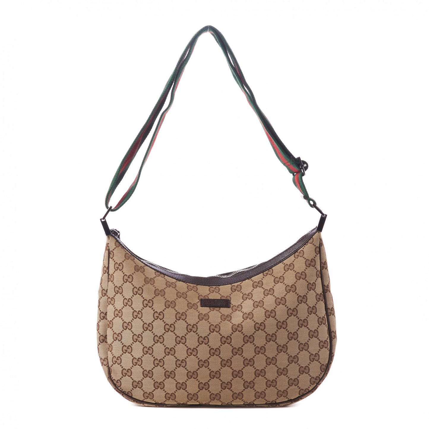 Monogram Web Medium Half Moon Hobo Dark Brown