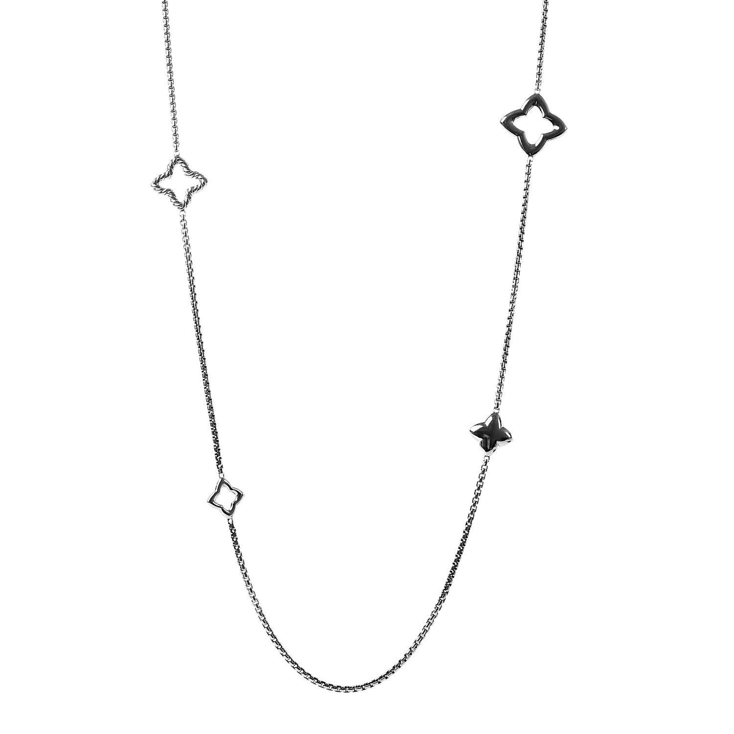 Sterling Silver 25mm Quatrefoil Chain Necklace