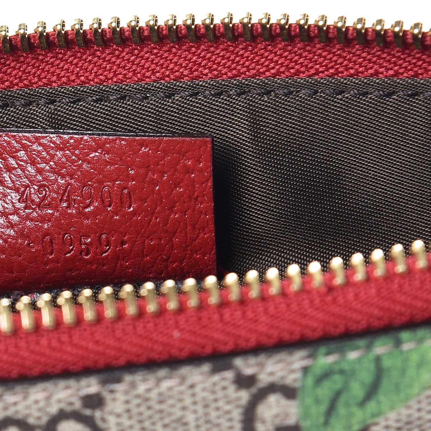 Gucci GG Supreme Monogram Tian Large Zip Pouch Beige Multicolor Red 7 of 8
