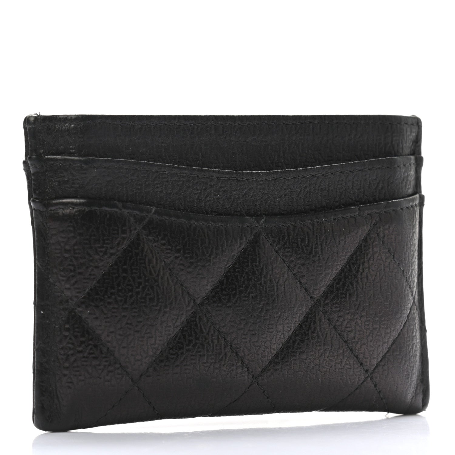 Chanel Letter Calfskin Embossed Quilted CC Card Holder Black 3 of 7