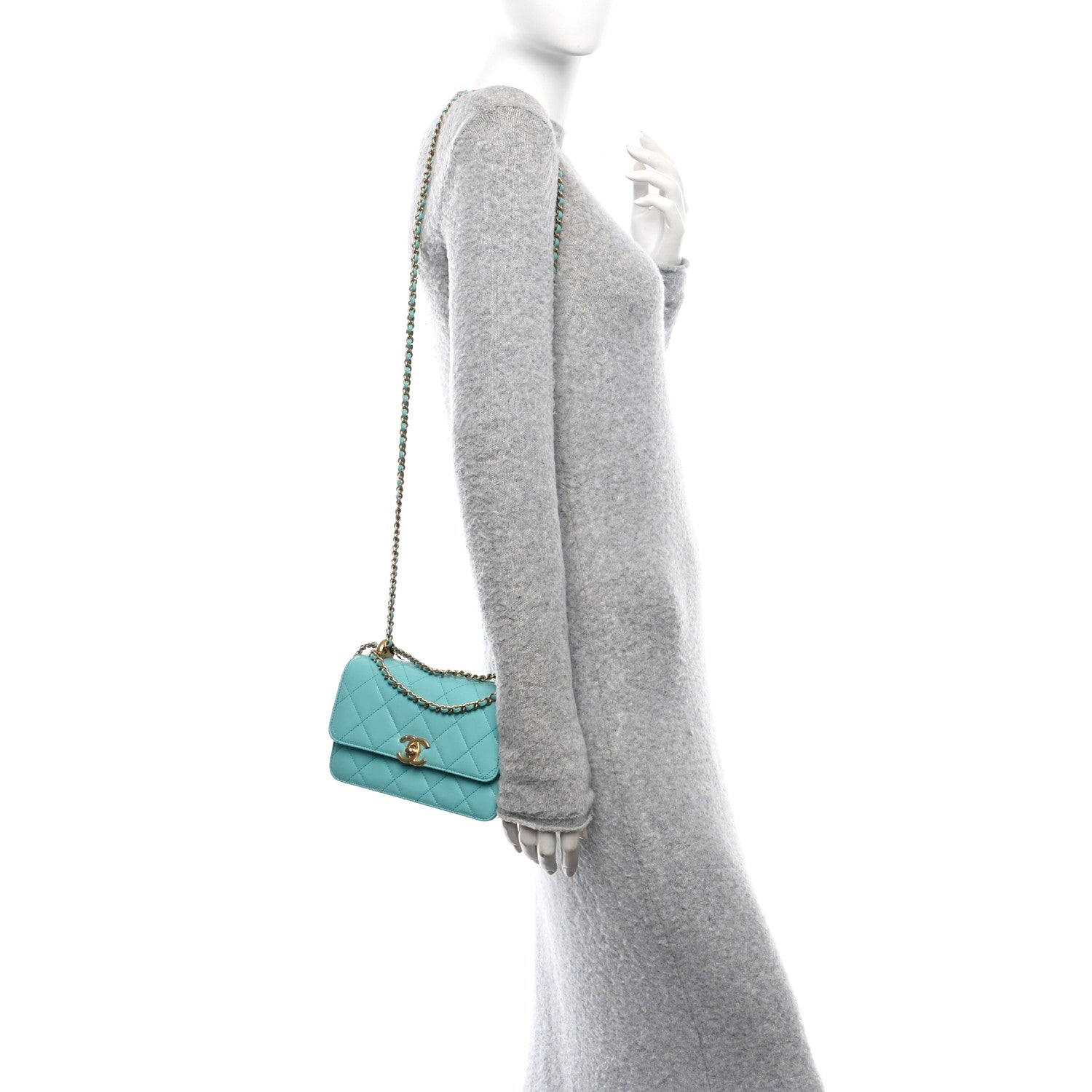 Chanel Calfskin Quilted Mini Perfect Fit Flap Turquoise 2 of 10