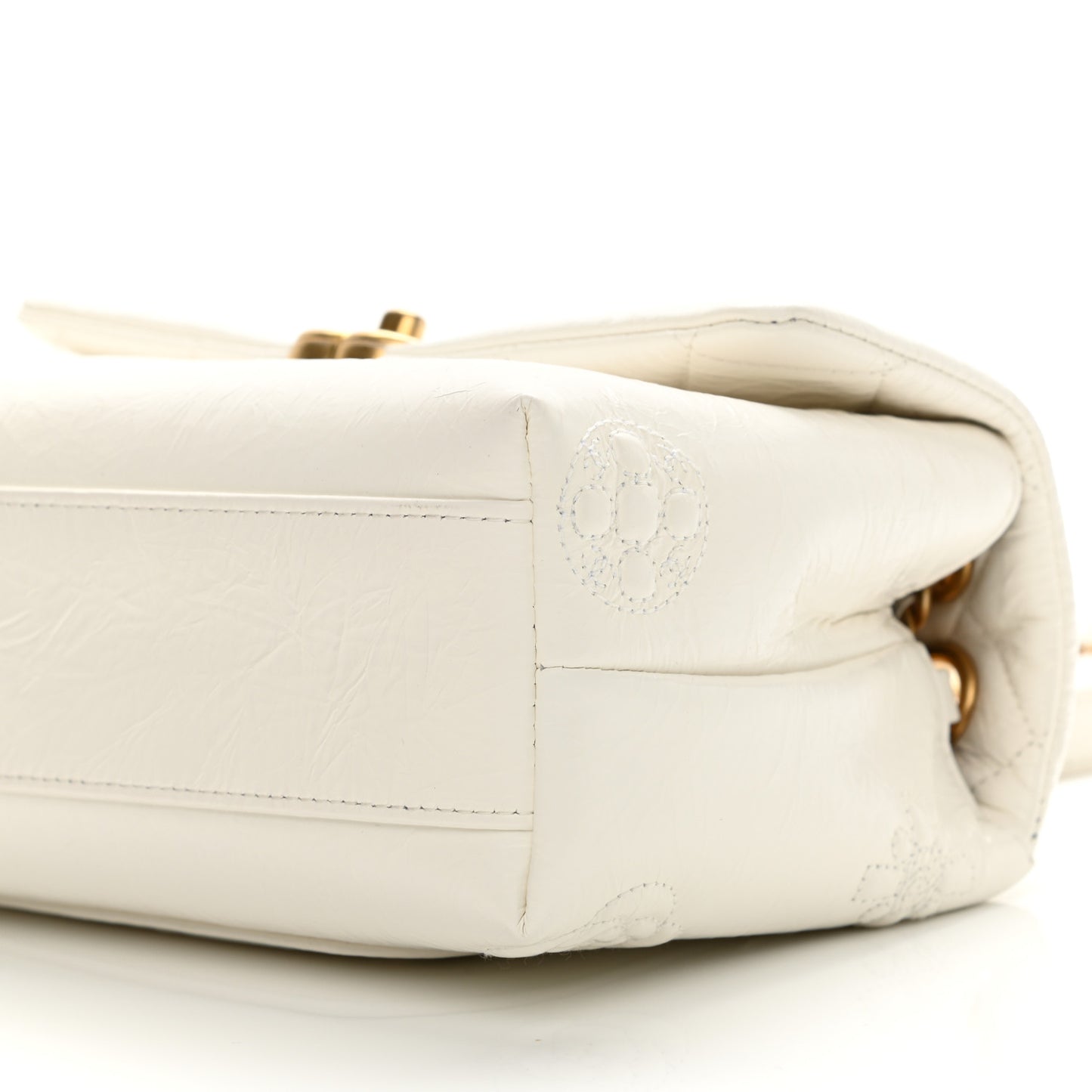 Crumbled Calfskin Embossed Flap White