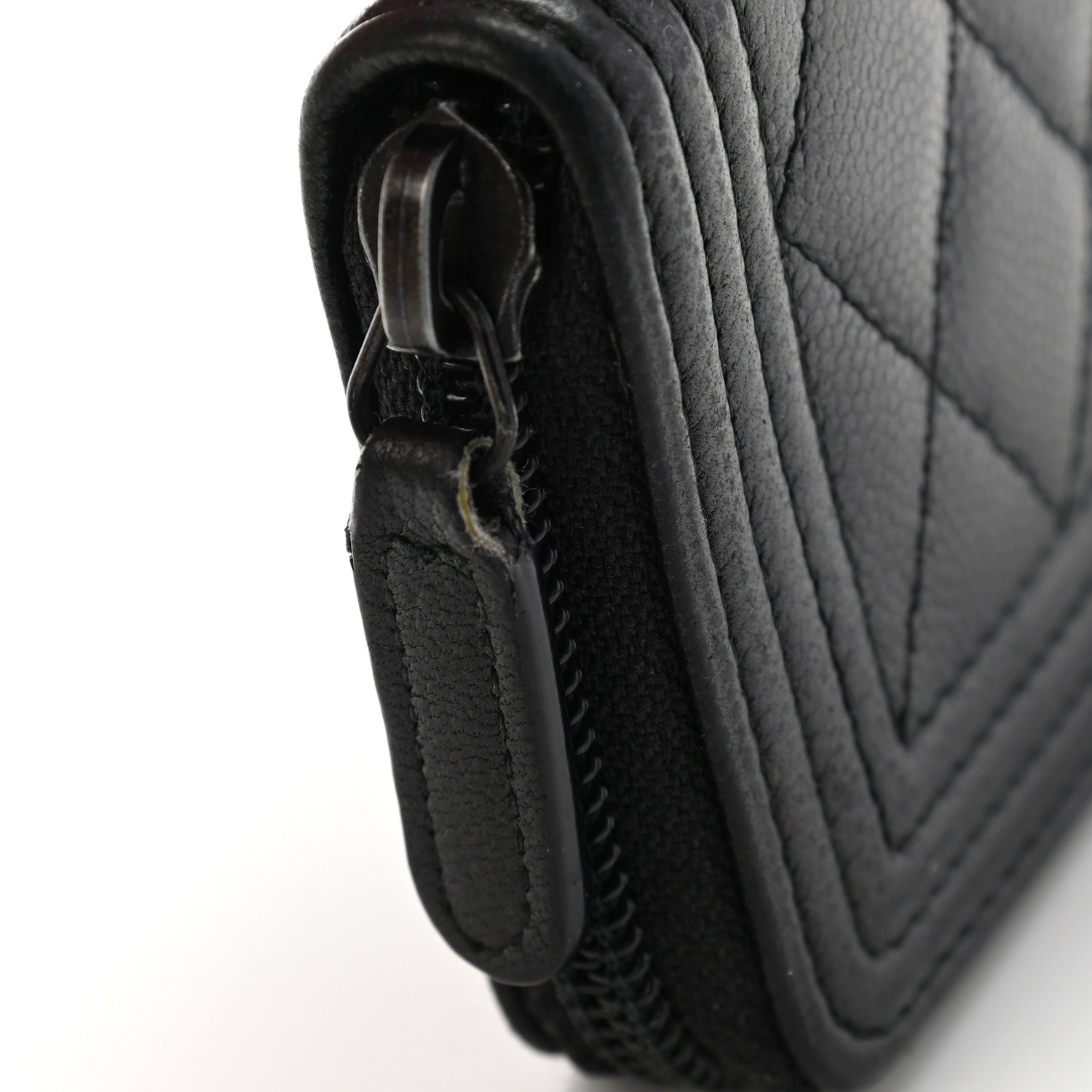 Chanel Caviar Quilted Boy Zip Around Coin Purse Wallet So Black 9 of 9