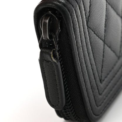 Chanel Caviar Quilted Boy Zip Around Coin Purse Wallet So Black 9 of 9