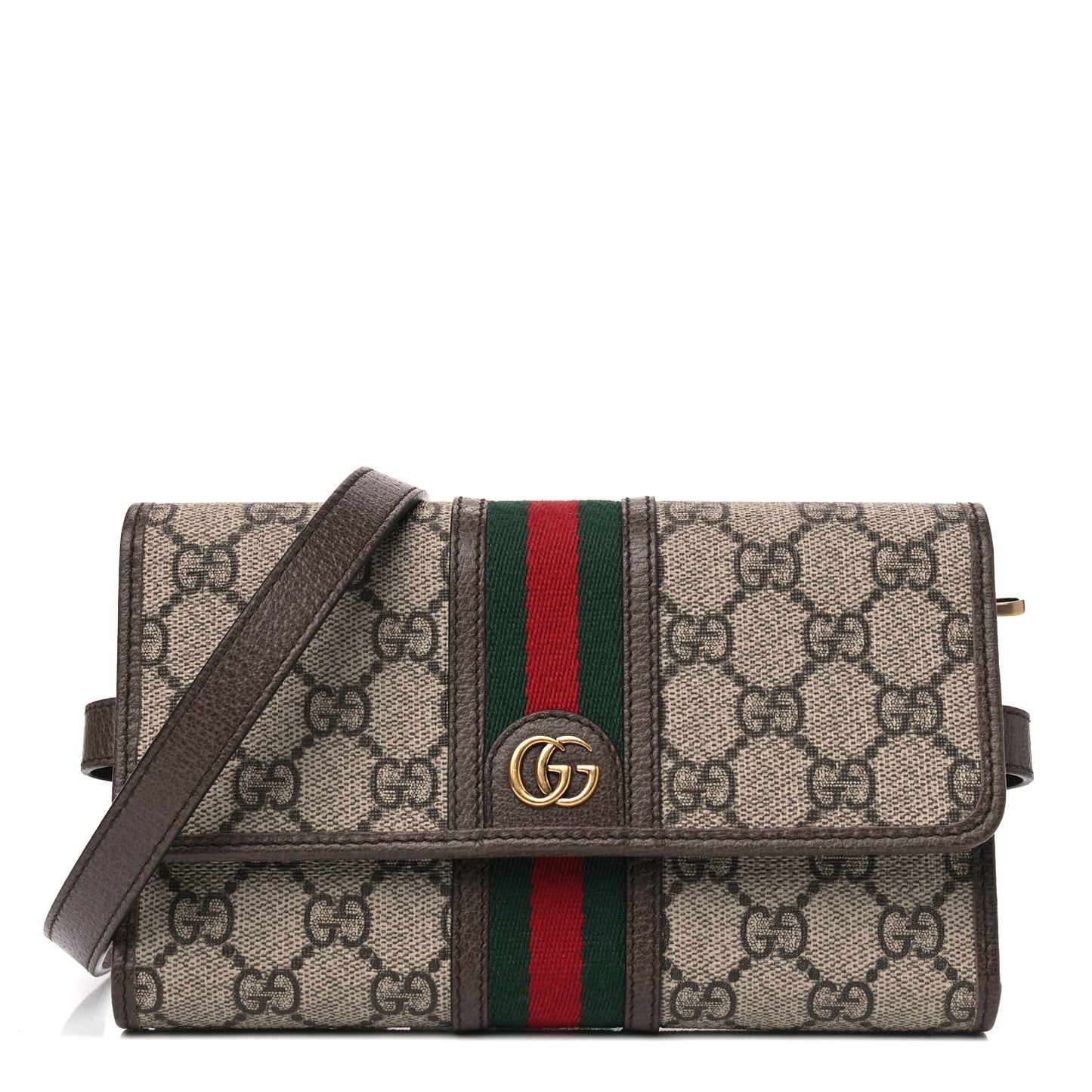 GG Supreme Monogram Web Ophidia Crossbody Wallet Beige New Acero