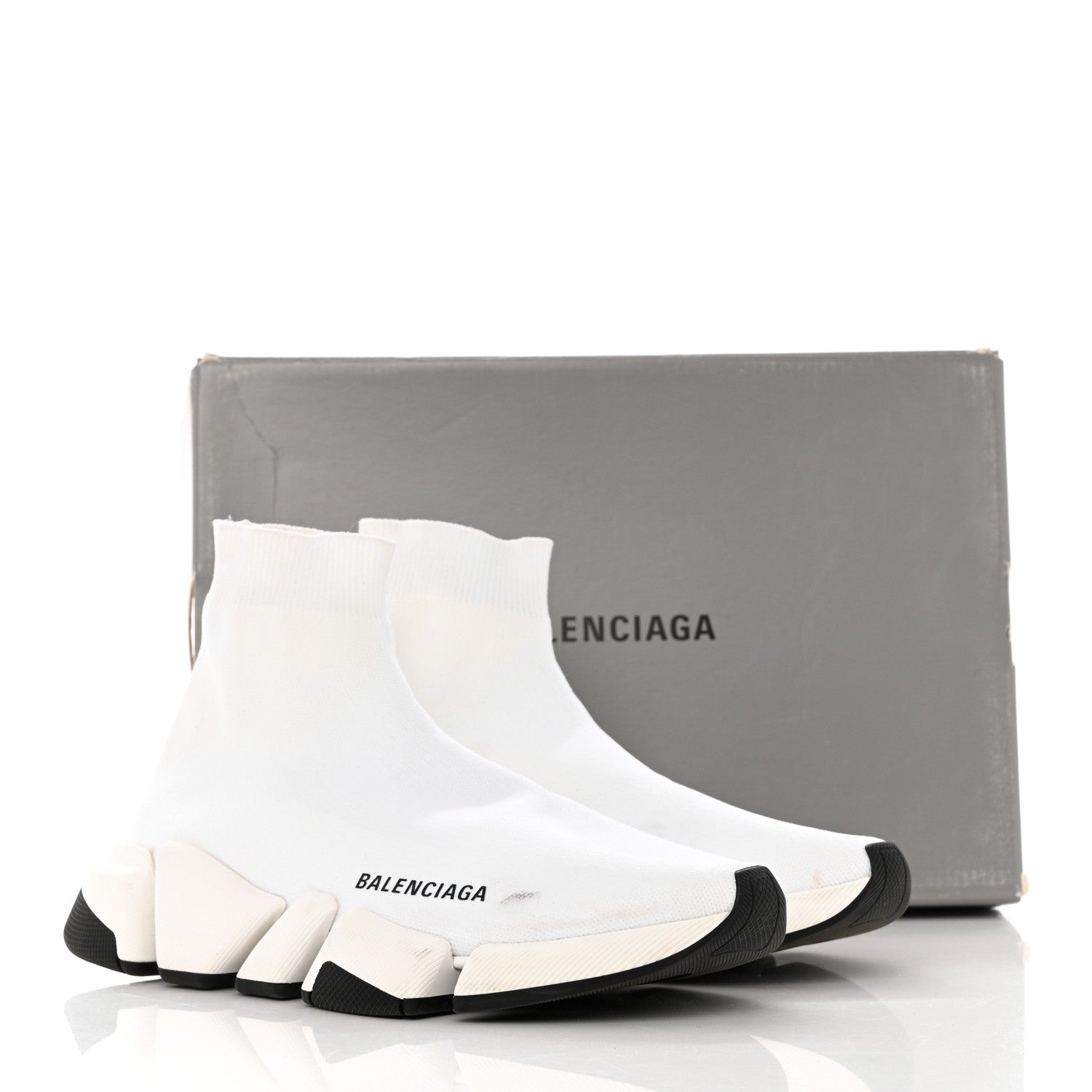 Balenciaga Technical 3D Recycled Knit Bi-Color Sole Womens Speed 2.0 Sneakers 39 White Black 11 of 11