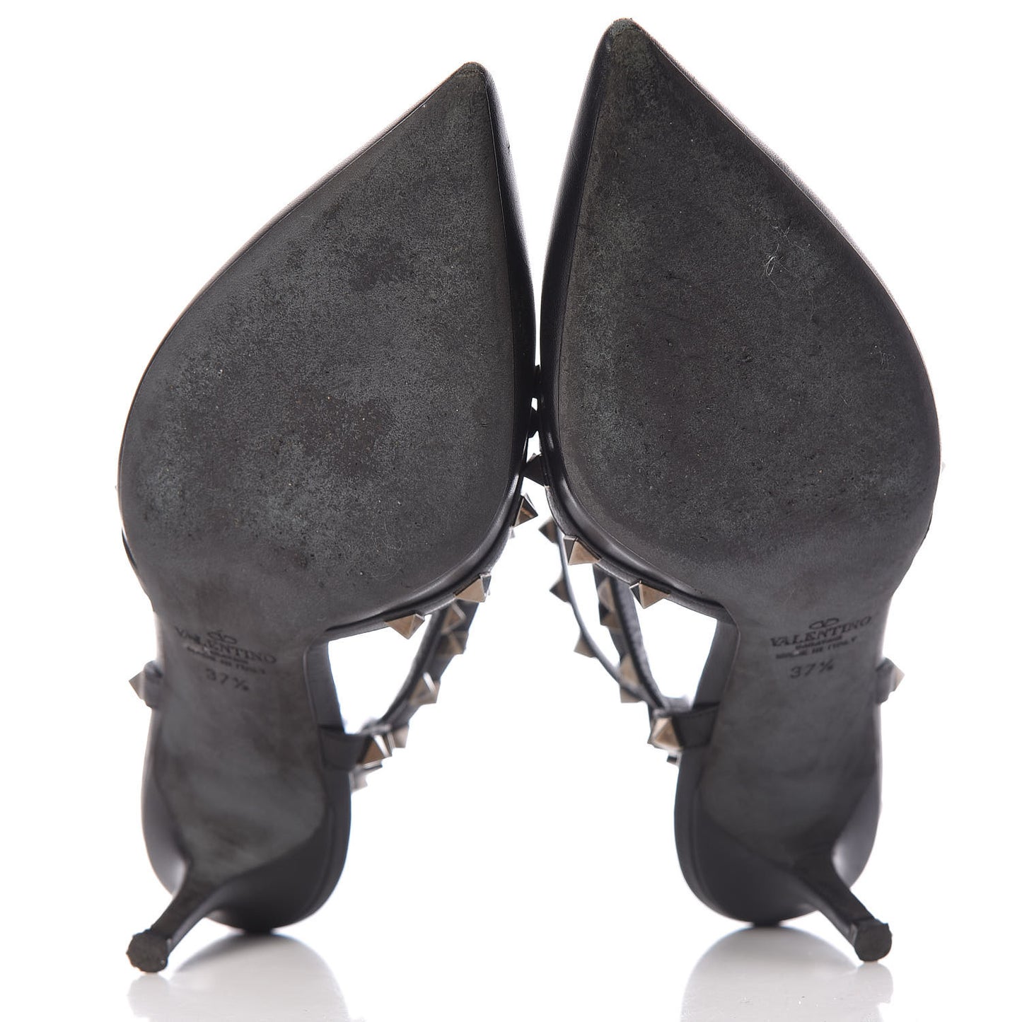 Calfskin Nappa Rockstud Ankle Strap 65mm Pumps 37.5 Black