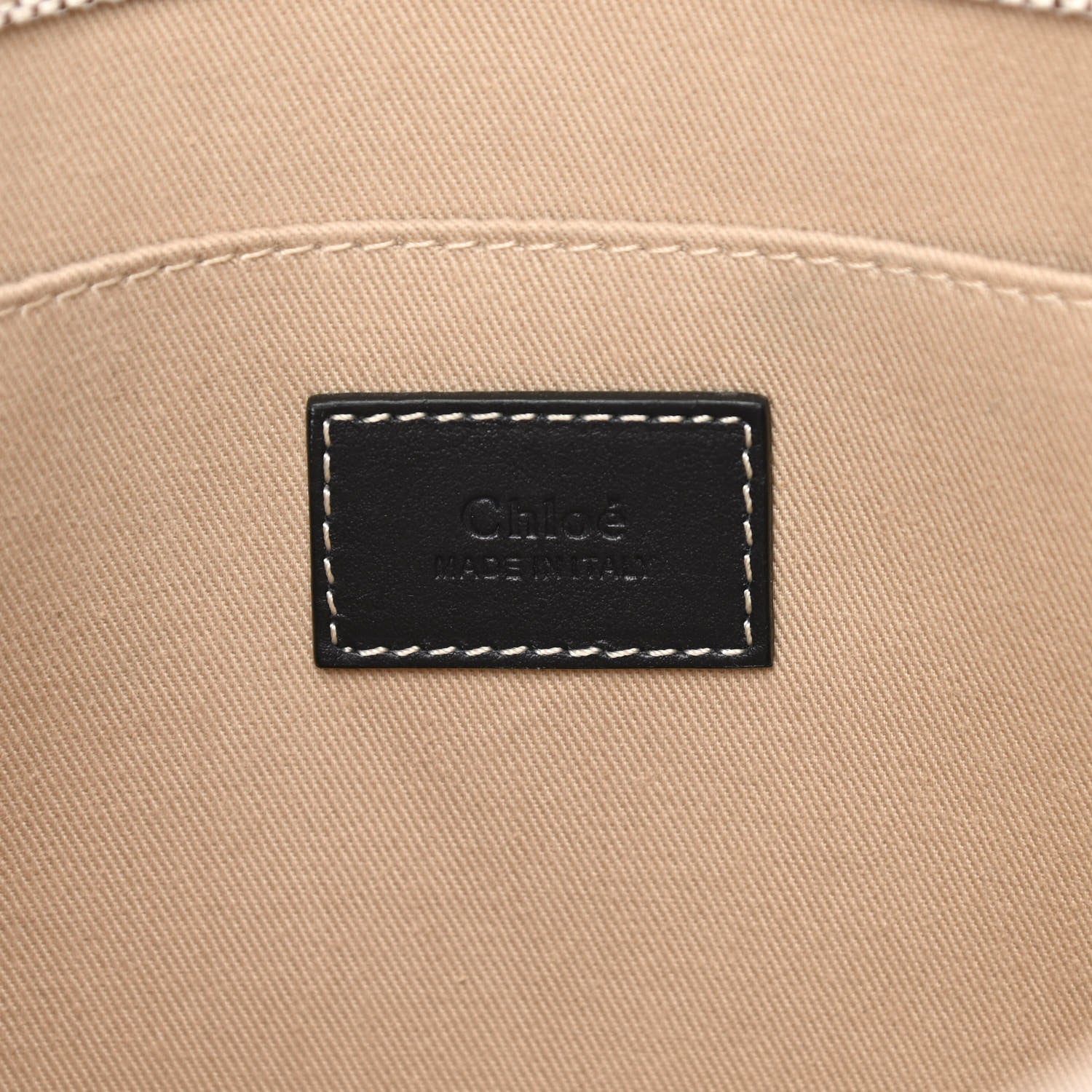 Chloe Cotton Calfskin Medium Woody Ribbon Tote White Black 6 of 11