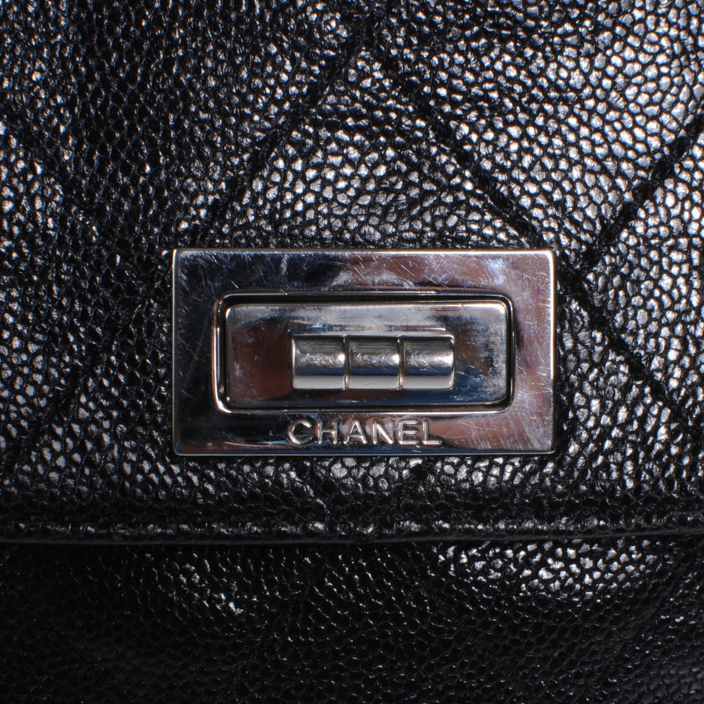 Glazed Caviar Mademoiselle XL Tote Black