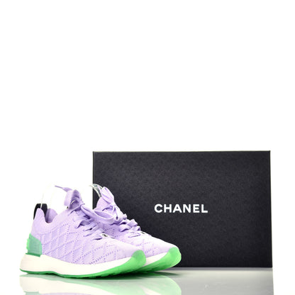 Chanel Mixed Fibers Quilted Womens CC Sneakers 38.5 Purple 8 of 8