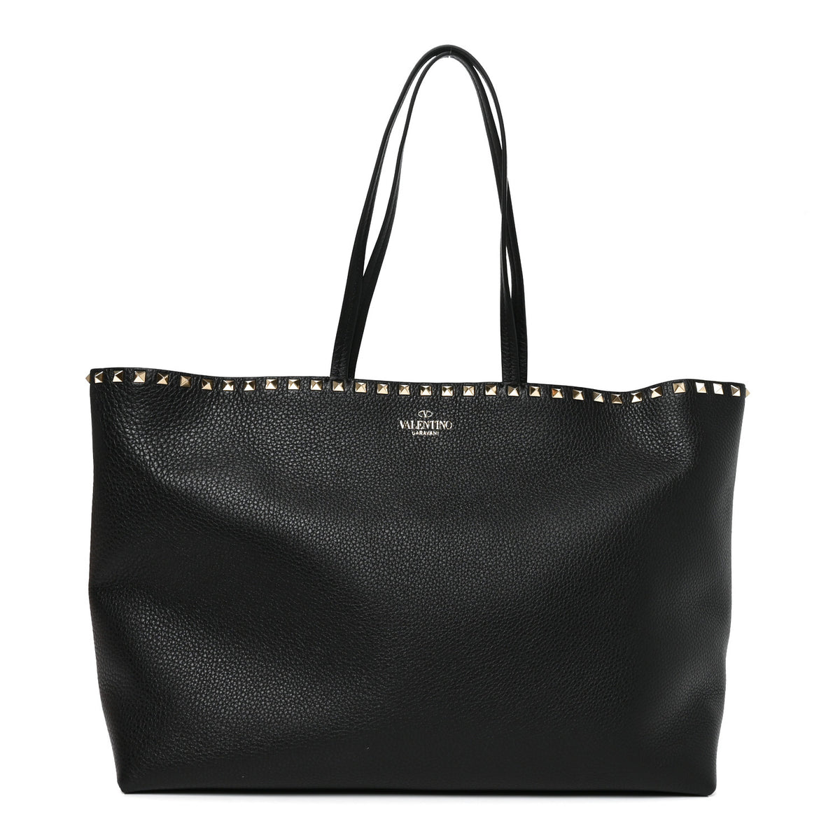 Valentino Garavani Grained Calfskin Rockstud Shoulder Tote Black 1 of 9