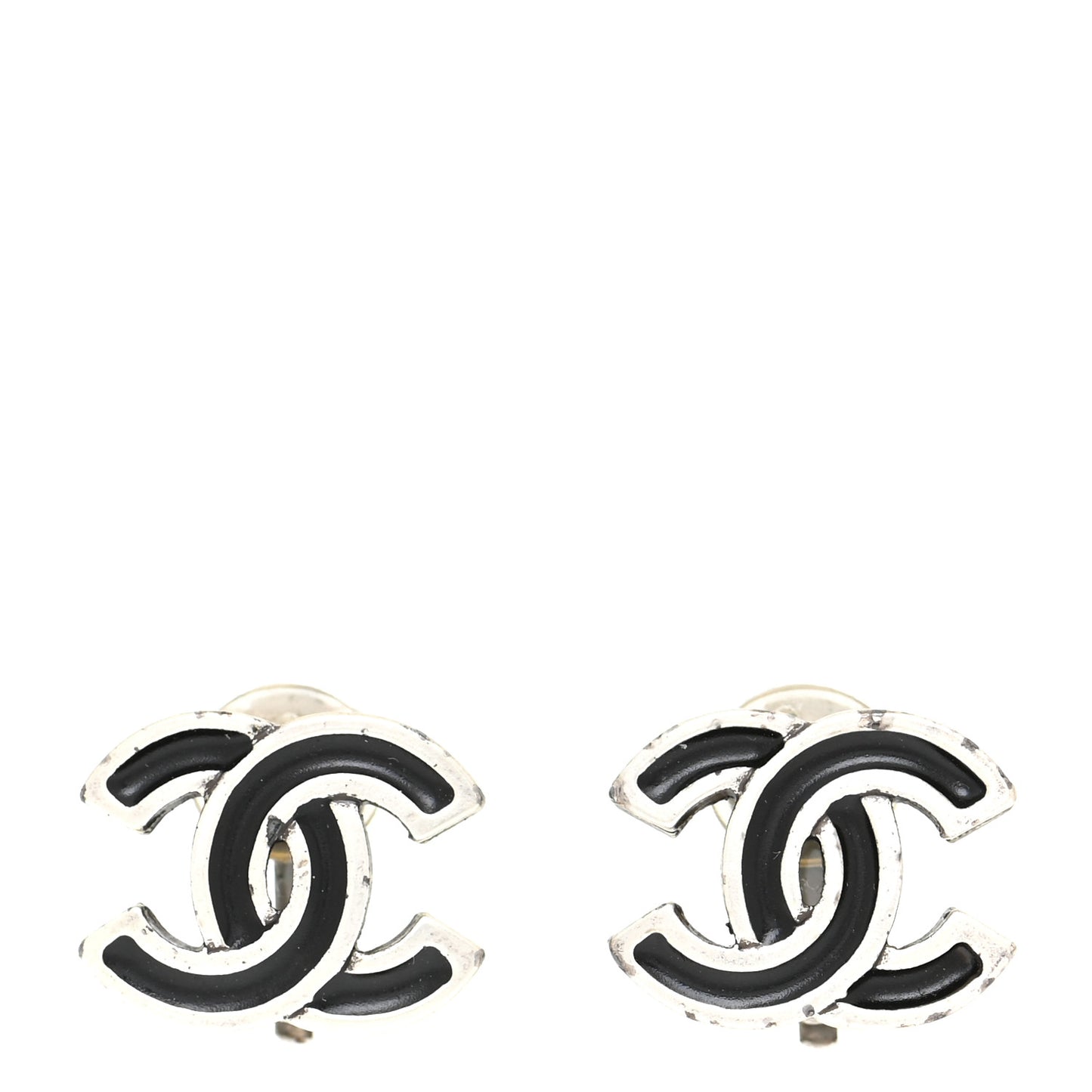 Ruthenium CC Clip On Earrings Silver Black
