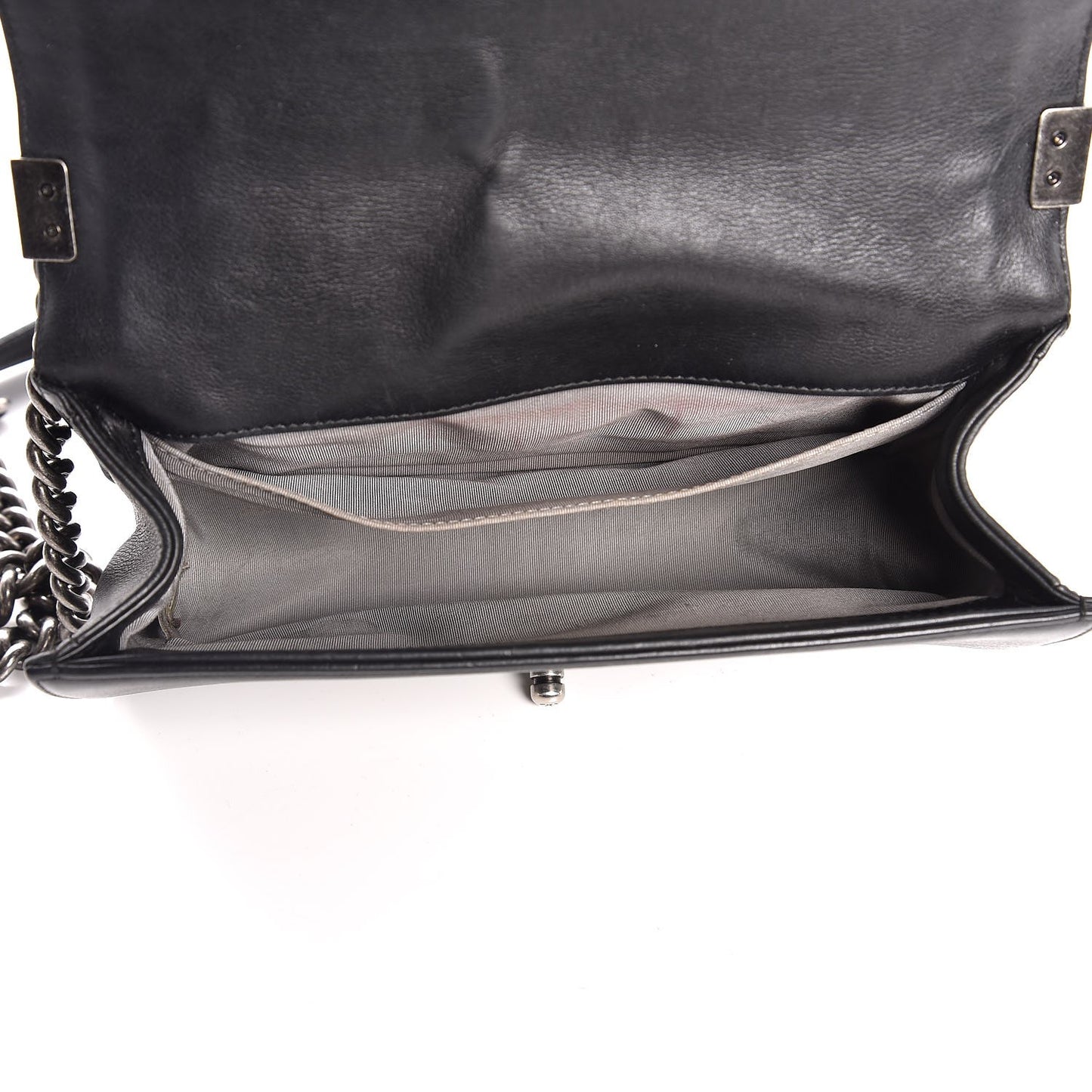 Calfskin Double Stitch Medium Boy Flap Black