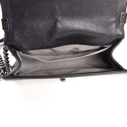 Chanel Calfskin Double Stitch Medium Boy Flap Black 5 of 9