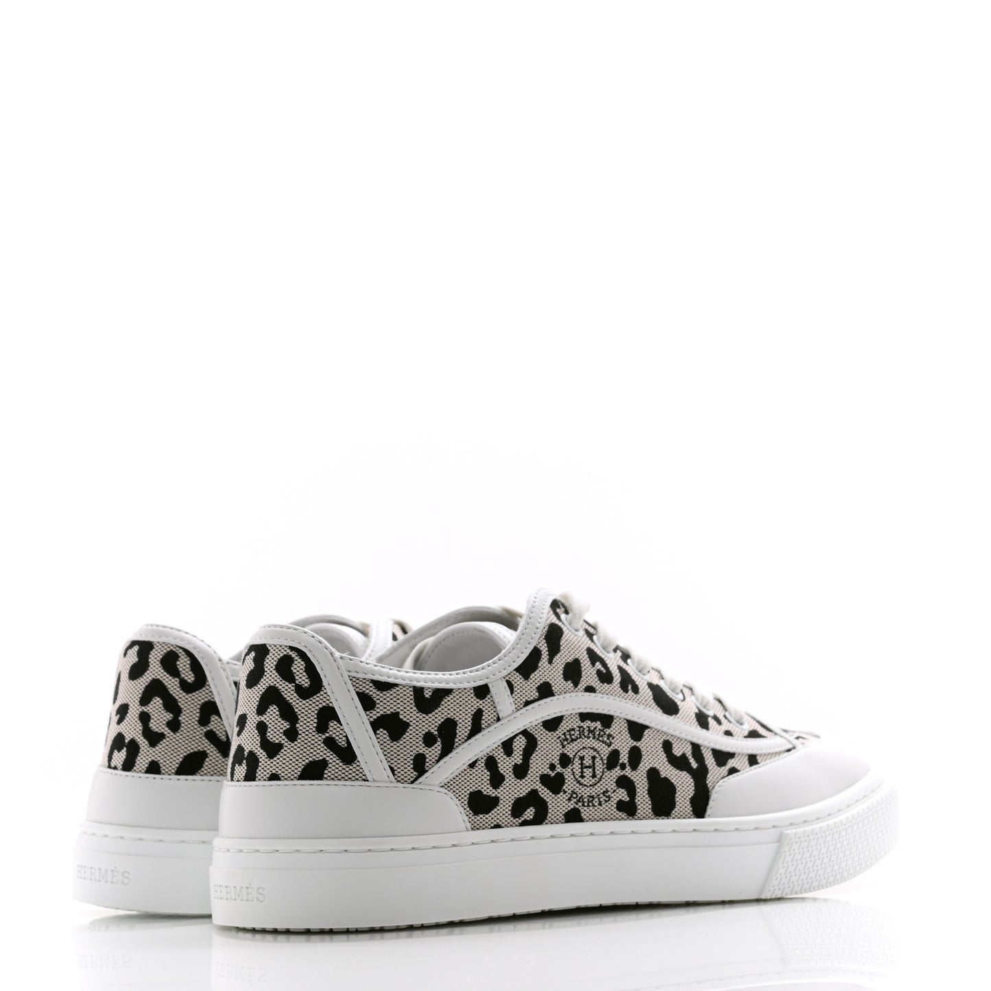 Canvas Calfskin Leopard Get Sneakers 39 Prunoir White