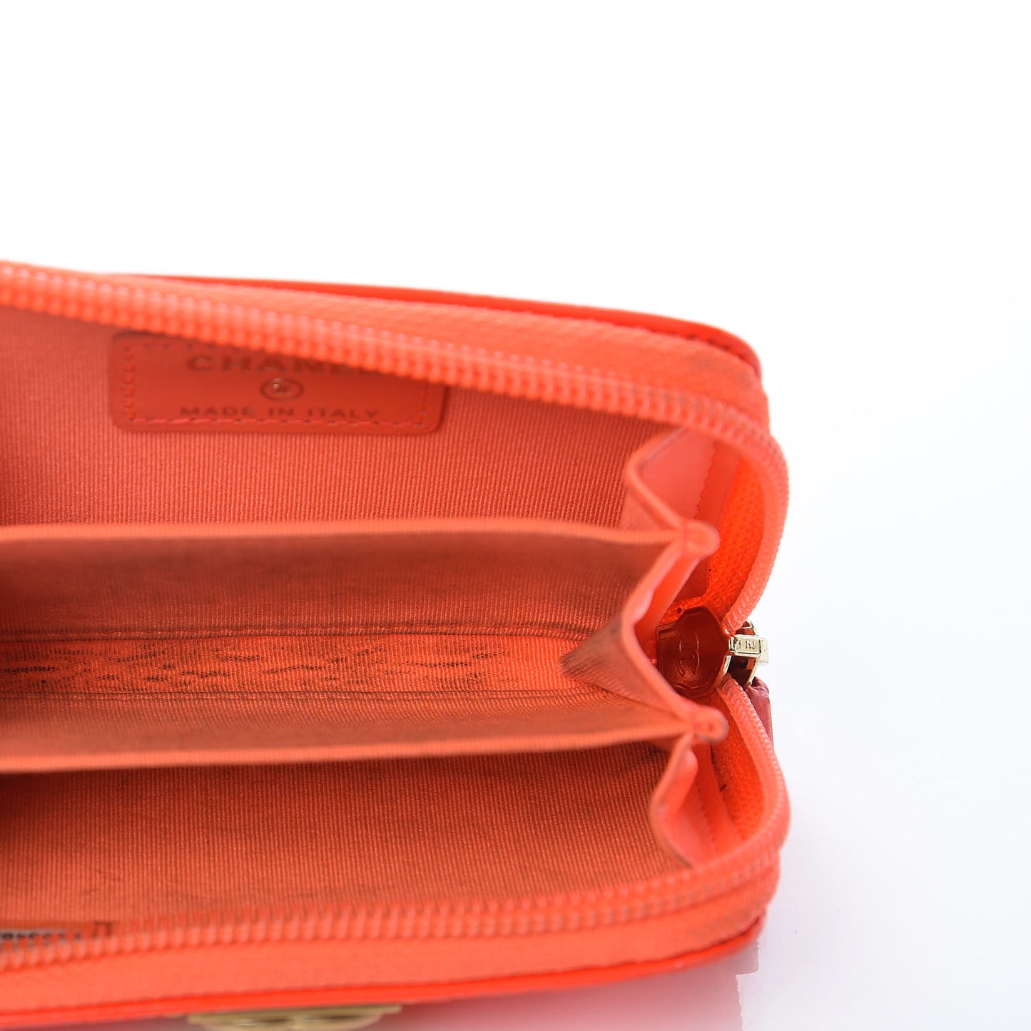 Patent Quilted Boy Zip Around Coin Purse Wallet Orange