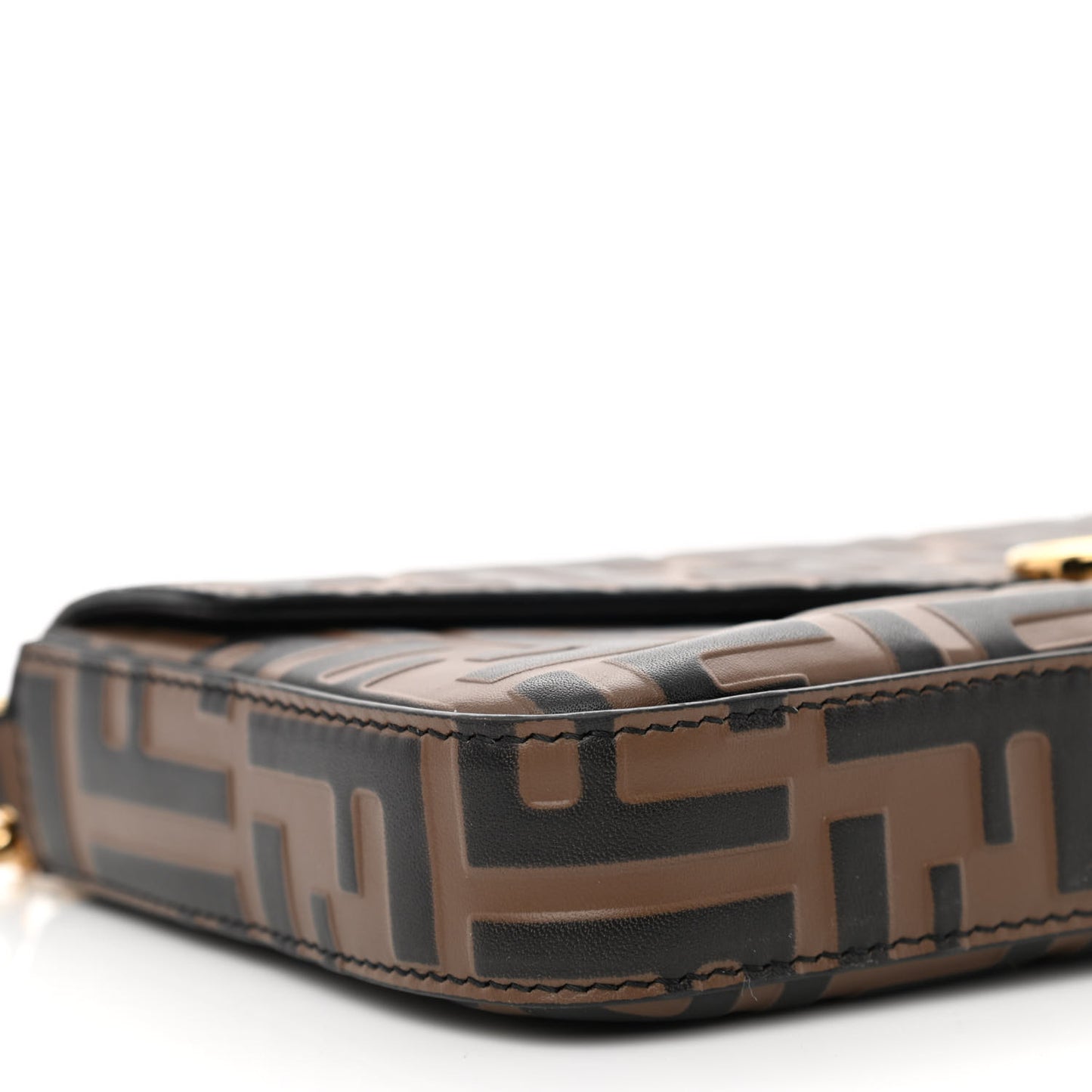 Vitello Soft F is Fendi Bi-Color FF 1974 Embossed Envelope Wallet On Chain with Pouches Maya Black