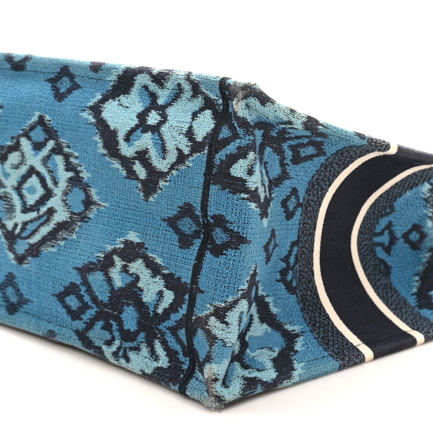 Christian Dior Canvas Embroidered Paisley Medium Book Tote Blue Multicolor 10 of 10